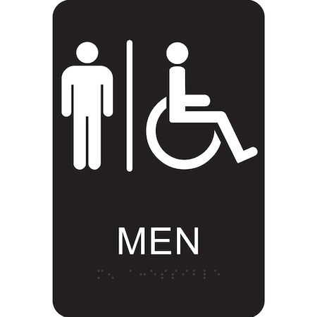 Hy-Ko Braille Men Handicapped Accessible Signs 3" x 9", 3PK A20005